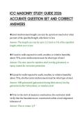 ICC MASONRY STUDY GUIDE 2026&NewLine;ACCURATE QUESTION SET AND CORRECT&NewLine;ANSWERS