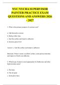 NYC NYCHA SUPERVISOR &NewLine;PAINTER PRACTICE EXAM &NewLine;QUESTIONS AND ANSWERS 2026 - 2027