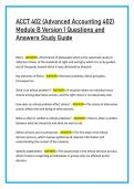 ACCT 402 &lpar;Advanced Accounting 402&rpar; &NewLine;Module B Version 1 Questions and &NewLine;Answers Study Guide