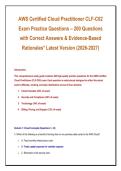 AWS Certified Cloud Practitioner CLF-C02 &NewLine;Exam Practice Questions &ndash; 200 Questions with Correct Answers & Evidence-Based &NewLine;Rationales&ast; Latest Version &lpar;2026-2027&rpar; 