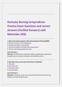 Kentucky Nursing Jurisprudence Practice Exam Questions and Answers with Rationales &vert; Verified Answers 2026 &vert; Latest Update 2026 Exam Prep &vert; 100&percnt; Guarantee Pass