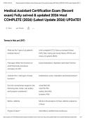 Medical Assistant Certification Exam &lpar;Recent exam&rpar; Fully solved & updated 2026 Most COMPLETE &lpar;2026&rpar; &lpar;Latest Update 2026&rpar; UPDATE&excl;&excl;&NewLine;&NewLine;