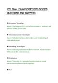 ICTL FINAL EXAM SCRIPT 2026 SOLVED&NewLine;QUESTIONS AND ANSWERS