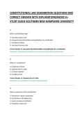 CONSTITUTIONAL LAW EXAMINATION QUESTIONS AND &NewLine;CORRECT ANSWER WITH EXPLANATIONGRADED A&plus; &NewLine;STUDY GUIDE SOUTHERN NEW HAMPSHIRE UNIVERSITY &NewLine;