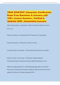 YEAR 2026&sol;2027 Interpreter Certification&NewLine;Exam Prep Questions & Answers with&NewLine;100&percnt; Correct Answers &vert; Verified &&NewLine;Updated 2026 &vert; Guaranteed Success