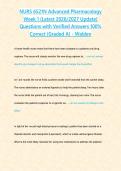 NURS 6521N Advanced Pharmacology Week 1 &lpar;Latest 2026&sol;2027 Update&rpar; Questions with Verified Answers 100&percnt; Correct &lbrace;Graded A&rcub; - Walden&NewLine;&NewLine;&NewLine;