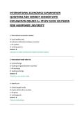 INTERNATIONAL ECONOMICS EXAMINATION &NewLine;QUESTIONS AND CORRECT ANSWER WITH &NewLine;EXPLANATION GRADED A&plus; STUDY GUIDE SOUTHERN &NewLine;NEW HAMPSHIRE UNIVERSITY &NewLine;