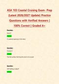 ASA 103 Coastal Cruising Exam- Prep &lpar;Latest 2026&sol;2027 Update&rpar; Practice Questions with Verified Answers &vert; 100&percnt; Correct &vert; Graded A&plus; 