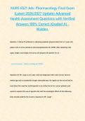 NURS 6521 Adv&period; Pharmacology Final Exam &lpar;Latest 2026&sol;2027 Update&rpar; Advanced Health Assessment Questions with Verified Answers 100&percnt; Correct &lbrace;Graded A&rcub; - Walden&period;&NewLine;&NewLine;