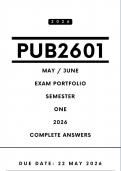 PUB2601&comma; PUB2602&comma; PUB2603 and PUB2606  MAY &sol; EXAM PORTFOLIOS SEMESTER 1 2026 