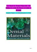 Test Bank for Dental Materials 11th Edition by John M&period; Powers & John C&period; Wataha