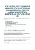 CHEM134 C002 SPRING 2026 BEYOND LABZ DIGITAL TITRATION OF ACIDS AND BASES LAB SIMULATION EXAM WITH CALCULATIONS&comma; PRACTICAL QUESTIONS&comma; AND COMPLETE ANSWER KEY