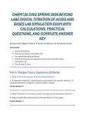 CHEM134 C002 SPRING 2026 BEYOND LABZ DIGITAL TITRATION OF ACIDS AND BASES LAB SIMULATION EXAM WITH CALCULATIONS&comma; PRACTICAL QUESTIONS&comma; AND COMPLETE ANSWER KEY