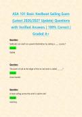 ASA 101 Basic Keelboat Sailing Exam &lpar;Latest 2026&sol;2027 Update&rpar; Questions with Verified Answers &vert; 100&percnt; Correct &vert; Graded A&plus;