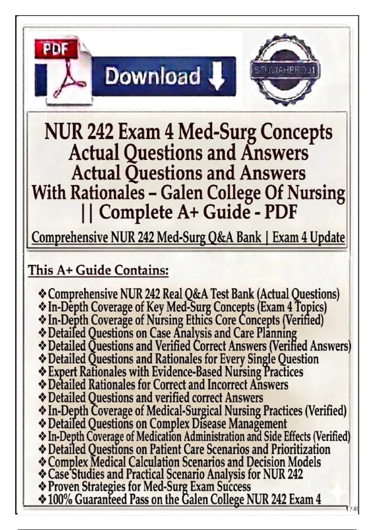 NUR 242 Exam 4 – Med-Surg Concepts | Actual Questions & Answers with ...