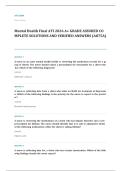 VATI RN mental health proctored EXAM A&plus; GRADE ASSURED COMPLETE SOLUTIONS AND VERIFIED ANSWERS