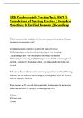 HESI Fundamentals Practice Test&comma; UNIT 1&colon; Foundations of Nursing Practice &vert; Complete Questions & Verified Answers &vert; Exam Prep&NewLine;&NewLine;