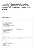 Minnesota Pesticide Applicator Practice Test&lpar;Category L Mosquito Control&rpar;  EXAM Questions with 100&percnt; Correct Answers &vert; 2026 UPDATE