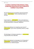 FLORIDA CONTRACTORS MANUAL FINAL EXAM 2026 UPDATED ACTUAL EXAM WITH CORRECT SOLUTIONS&period;