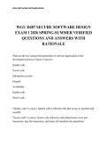 WGU D487 SECURE SOFTWARE DESIGN &NewLine;EXAM 1 2026 SPRING-SUMMER VERIFIED &NewLine;QUESTIONS AND ANSWERS WITH &NewLine;RATIONALE