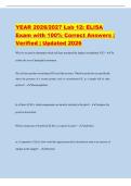 YEAR 2026&sol;2027 Lab 12&colon; ELISA&NewLine;Exam with 100&percnt; Correct Answers &vert;&NewLine;Verified &vert; Updated 2026
