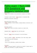 Patho exam 1 Nurs 3366 UTA Questions and Answers Updated 2026