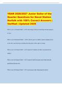 YEAR 2026&sol;2027 Junior Sailor of the&NewLine;Quarter Questions for Naval Station&NewLine;Norfolk with 100&percnt; Correct Answers &vert;&NewLine;Verified &vert; Updated 2026