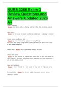 NURS 3366 Exam 3 Review Questions and Answers Updated 2026 A&plus;