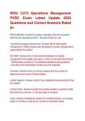 WGU C215 Operations Management &NewLine;PVDC Exam Latest Update 2026 &NewLine;Questions and Correct Answers Rated &NewLine;A&plus; 