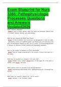 Exam Blueprint for Nurs 3366&colon; Pathophysiologic Processes Questions and Answers Updated2026