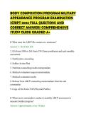 BODY COMPOSITION PROGRAM MILITARY&NewLine;APPEARANCE PROGRAM EXAMINATION&NewLine;SCRIPT 2026 FULL QUESTIONS AND&NewLine;CORRECT ANSWERS COMPREHENSIVE&NewLine;STUDY GUIDE GRADED A&plus;