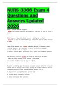 NURS 3366 Exam 4 Questions and Answers Updated 2026