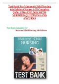 Test Bank For Maternal-Child Nursing &NewLine;6th Edition Chapter 1-55 Complete  &NewLine;2026&colon; UPDATED 2026 WITH &NewLine;VERIFIED QUESTIONS AND &NewLine;ANSWERS 