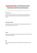 Activity Director Certification Exam Questions and Correct Answers &ndash; Practice Exam Material