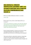 NICU NEONATAL THERAPIST&NewLine;CERTIFICATION ASSESSMENT SHEET 2026&NewLine;ACCURATE QUESTIONS WITH COMPLETE&NewLine;SOLUTIONS COMPREHENSIVE PACK&NewLine;GRADED A&plus;