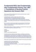 Fundamental HESI&comma; Hesi Fundamentals&comma;  Hesi Fundamentals Practice Test&comma; UNIT  1&colon; Foundations of Nursing Practice  Questions And Answers 2023 &lpar;Complete Study Guide&rpar;- Rated A&plus;