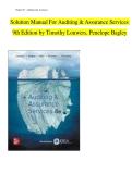 Solution Manual For Auditing and Assurance Services 9th Edition by Timothy Louwers&comma; Penelope Bagley&vert; Verified Chapter's 1 - 12 &vert; Complete