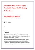 Davis Advantage for Townsend&rsquo;s Psychiatric Mental Health Nursing 11th Edition Test Bank &vert; Advanced NCLEX-RN Psychiatric Nursing MCQs with Rationales&comma; Clinical Judgment & NGN Practice by Karyn Morgan