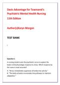 Davis Advantage for Townsend&rsquo;s Psychiatric Mental Health Nursing 11th Edition Test Bank &vert; Advanced NCLEX-RN Psychiatric Nursing MCQs with Rationales&comma; NGN Clinical Judgment & Comprehensive Mental Health Exam Prep &vert; Karyn Morgan