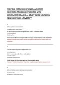POLITICAL COMMUNICATION EXAMINATION &NewLine;QUESTIONS AND CORRECT ANSWER WITH &NewLine;EXPLANATION GRADED A&plus; STUDY GUIDE SOUTHERN &NewLine;NEW HAMPSHIRE UNIVERSITY &NewLine;