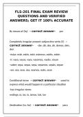 FLS-201 Final Exam Review &ndash; Verified Answers &lpar;100&percnt; Accurate&rpar;&NewLine;&NewLine;