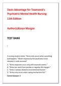 Davis Advantage for Townsend&rsquo;s Psychiatric Mental Health Nursing 11th Edition Test Bank &vert; Advanced NCLEX-RN Psychiatric Nursing MCQs with Rationales & Clinical Judgment Review