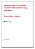 Davis Advantage for Townsend&rsquo;s Psychiatric Mental Health Nursing 11th Edition Test Bank &vert; Advanced NCLEX-RN Psychiatric Nursing MCQs with Rationales &vert; Karyn Morgan