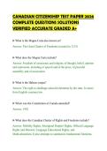 CANADIAN CITIZENSHIP TEST PAPER 2026&NewLine;COMPLETE QUESTIONS SOLUTIONS&NewLine;VERIFIED ACCURATE GRADED A&plus;