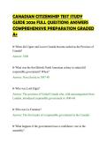 CANADIAN CITIZENSHIP TEST STUDY&NewLine;GUIDE 2026 FULL QUESTIONS ANSWERS&NewLine;COMPREHENSIVE PREPARATION GRADED&NewLine;A&plus;