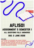 AFL1501 Assignment 5 &lpar;Portfolio&rpar; Semester 1 Memo &vert; Due 2 June 2026