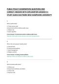 PUBLIC POLICY EXAMINATION QUESTIONS AND &NewLine;CORRECT ANSWER WITH EXPLANATION GRADED A&plus; &NewLine;STUDY GUIDE SOUTHERN NEW HAMPSHIRE UNIVERSITY &NewLine; &NewLine;