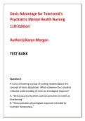 Davis Advantage for Townsend&rsquo;s Psychiatric Mental Health Nursing 11th Edition Test Bank &vert; Advanced NCLEX-RN Psychiatric Nursing MCQs with Rationales&comma; NGN Clinical Judgment & Psychopharmacology Review by Karyn Morgan