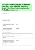 WGU D202 Human Growth and Development Exam Study Guide &ndash; 2026&sol;2027 Latest Update