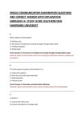 SPEECH COMMUNICATION EXAMINATION QUESTIONS &NewLine;AND CORRECT ANSWER WITH EXPLANATION &NewLine;GRRRADED A&plus; STUDY GUIDE SOUTHERN NEW &NewLine;HAMPSHIRE UNIVERSITY &NewLine;